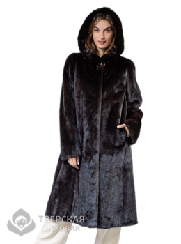 Норковая шуба «Белла» капюшон махагон 110