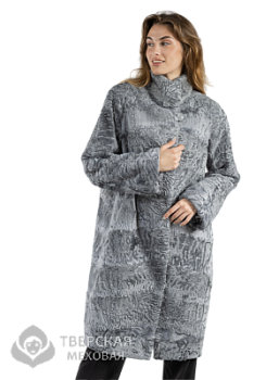 шуба из каракуля "Манзари" воротник серый 105
