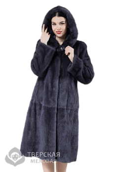 Норковая шуба «Белла» капюшон графит 110