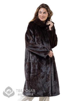 Норковая шуба "Белла" воротник махагон 110