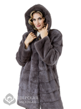 Норковая шуба "Джаз" капюшон лаванда 90