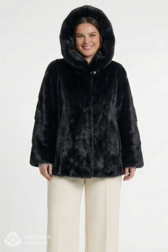 Норковая шуба «Карина» капюшон черный