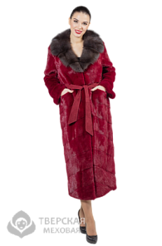 Норковая шуба «Магнолия» воротник винный 115